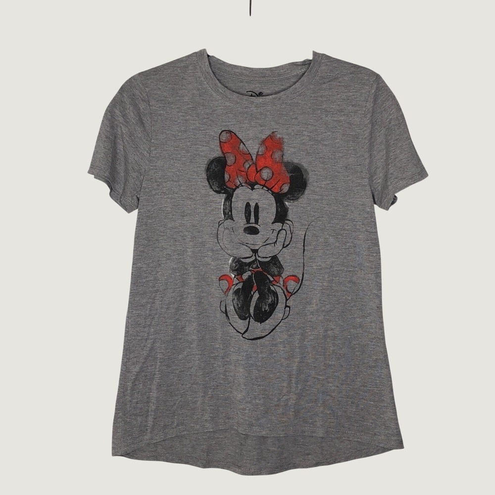 Disney T-Shirt Medium Gray Minnie Mouse JT17028 Short Sleeve Graphic Tee
